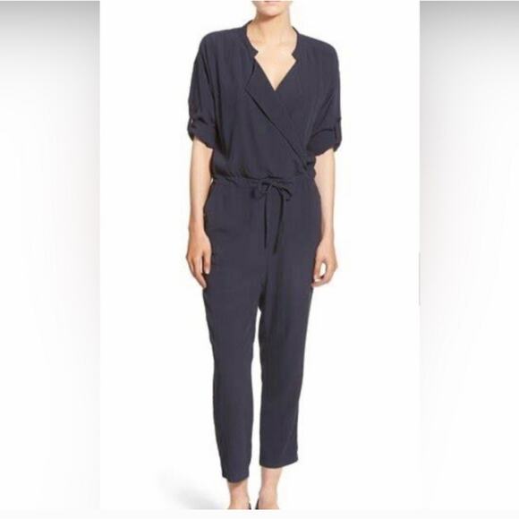 Madewell Drapey Crepe Navy Blue Jumpsuit - Picture 1 of 12